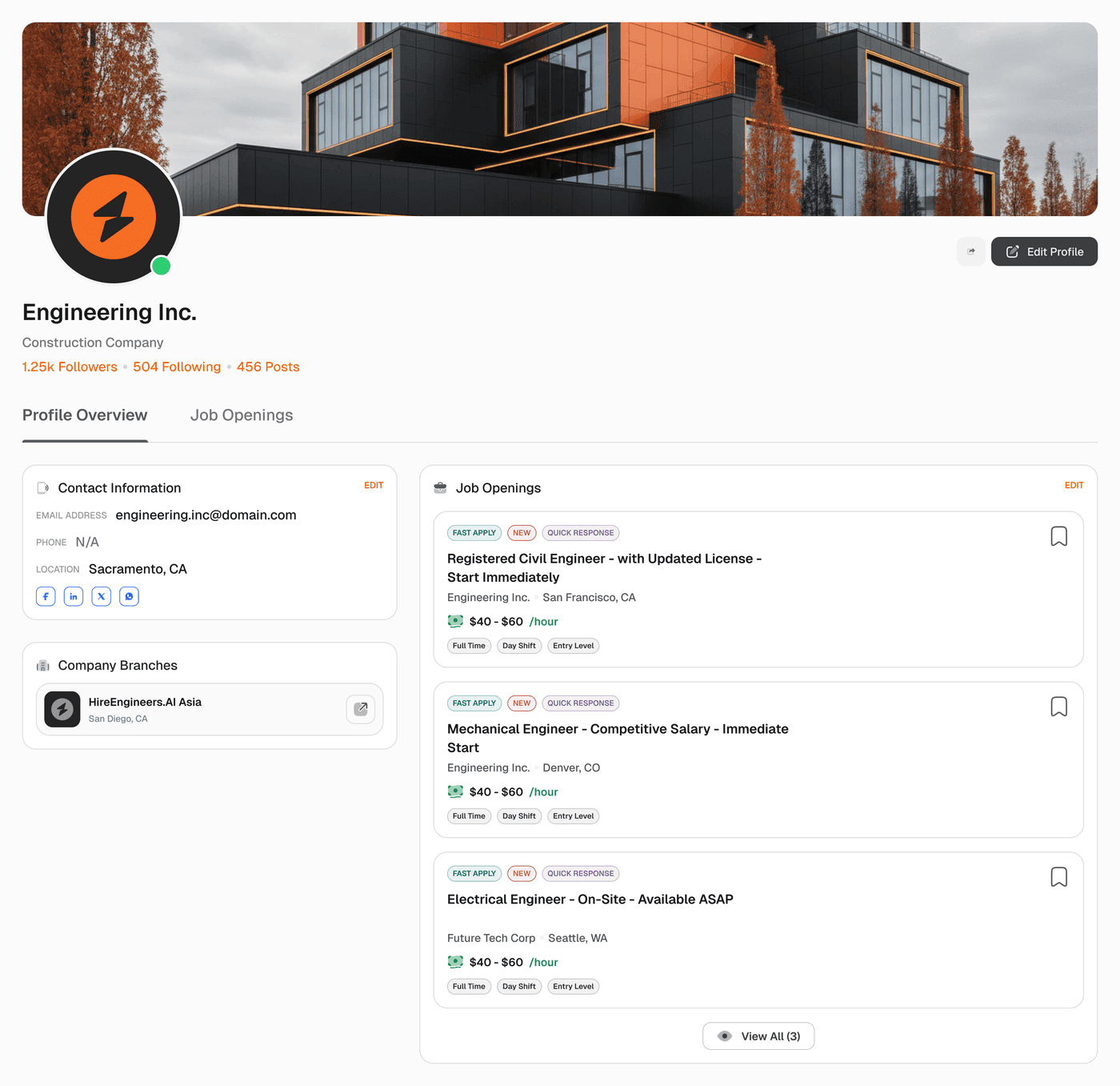 Company profile on HireEngineers.AI